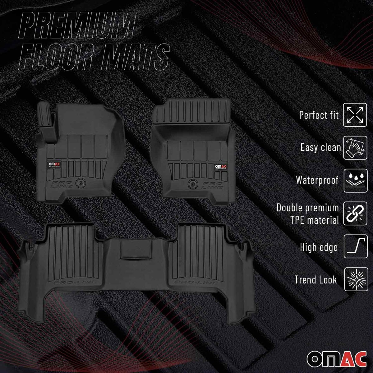 Land Rover Range Rover Sport Floor Mat - Omac - Proline Premium TPE - Black - '06-'13